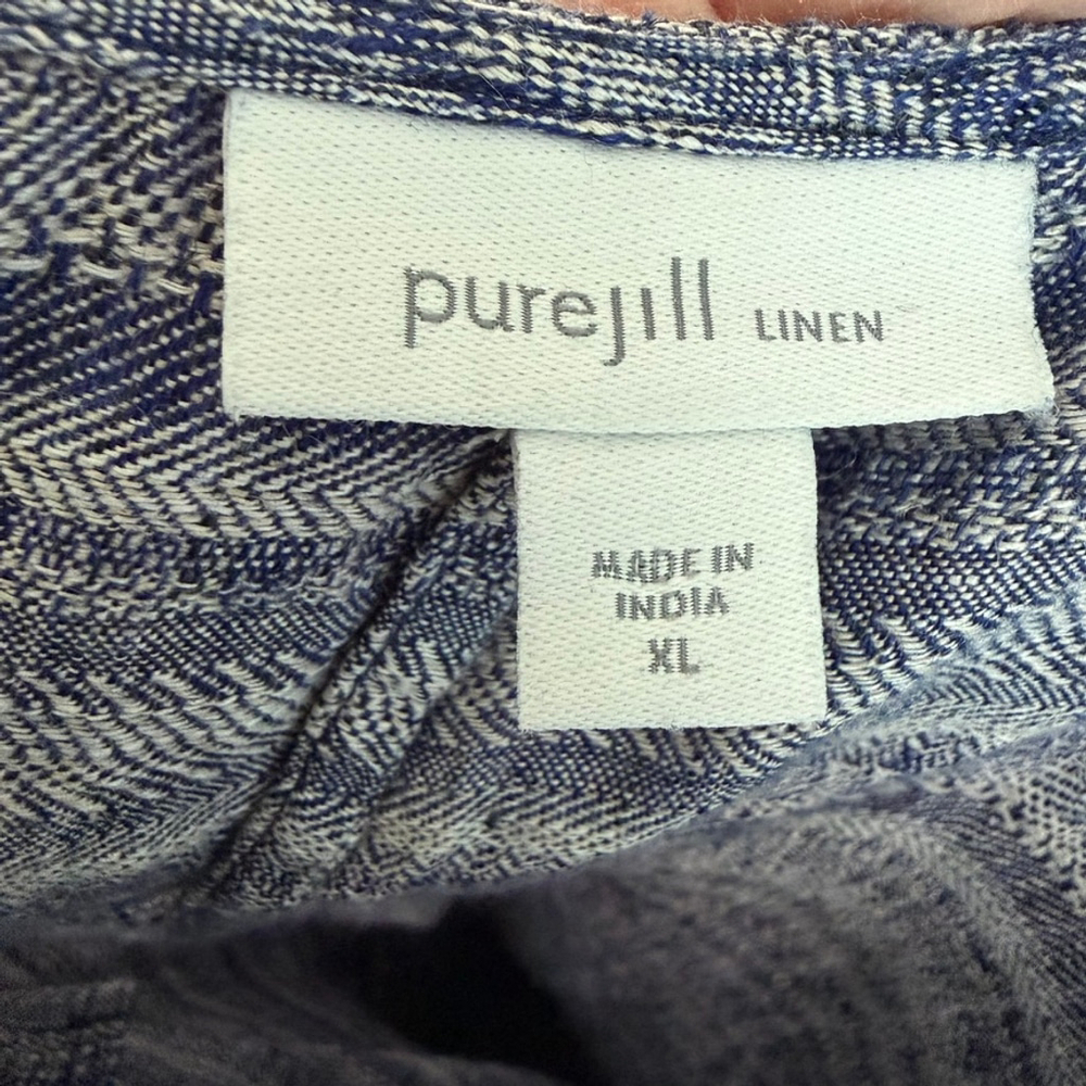 Pure J. Jill Linen Shift Maxi Dress Key-Hole Sleeveless Pocket Sapphire Size XL - Picture 9 of 9